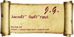 Jacsó Györgyi névjegykártya
